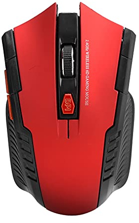 ADITAM Mouse wireless, mouse ottico regolabile DPI a 3 livelli, dispositivo esterno per computer con ricevitore USB, mouse dal design ergonomico, posizionamento accurato(rosso) Double the comfort