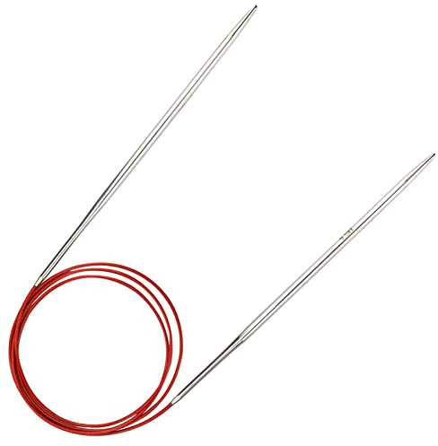 Aguja De Tejer Circular De 100 Cm, Alambre Flexible, Aguja De Tejer Circular Fija De Metal Para Proyectos Como Mantas, Para Manos Artritis, 4mm