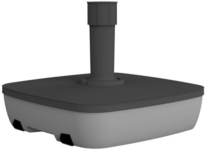 EDA – Pie de sombrilla de 25 L Cuadrado – para llenar de Arena (40 kg) o Agua (25 kg) – con Rodillos para Desplazamiento fácil, 49,5 x 49,5 x 14,5 cm, Gris Oscuro y Gris Claro