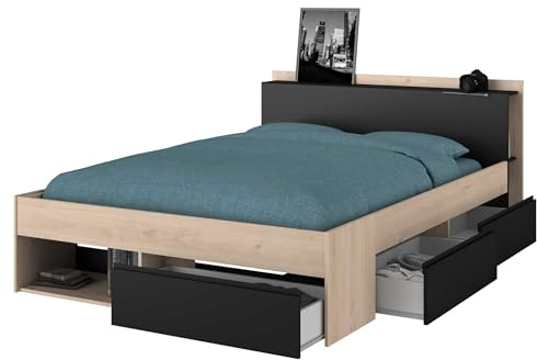 Parisot Doppelbett Most Eiche Jackson/schwarz