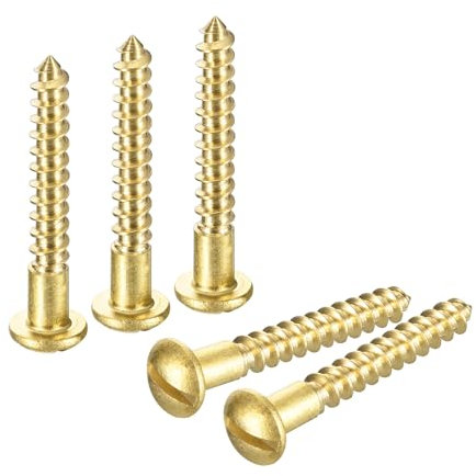 QUARKZMAN Tornillos de Madera M3.5 x 25mm Cabeza Redonda Ranurada de Latón Tornillo Autorroscante para Trabajos de Carpintería 40 Unidades