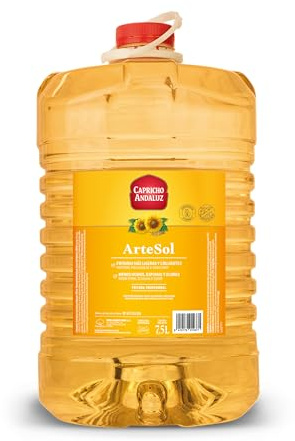 Capricho Andaluz - Aceite de Girasol Refinado Artesol PET 7,5L, Especial para Freír, Alta Resistencia al Calor, Fritura Limpia y Ligera sin Sabores