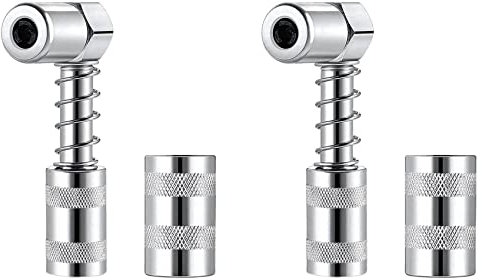 Remingtape 2 adaptadores de boquilla de grasa para prensa de grasa – Accesorios 90 grados adaptador de acoplamiento de grasa con manguito 3 garras herramienta de grasa