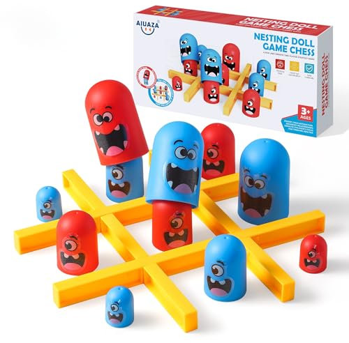 AIUAZA Tic Tac Toe Strategisches Brettspiel für Kinder und Familie,Party Tabletop Spiele, Strategie Kopf an Kopf Spiele,Freundliches pädagogisches Brettspiel, Geeignete Party 2 Spieler Spielzeug (1PC)
