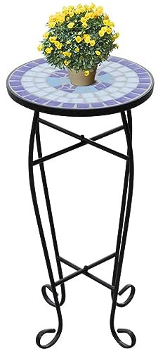 ShGaxin Table d'appoint pour plantes mosaïque bleue et blanche, table d'appoint pour salon, table basse, table d'appoint salon - 41128