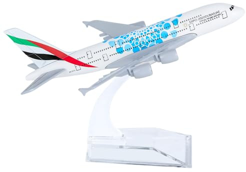 Nhemeylp Model Plane, A380 Airplane Model 1:400 Diecast Airway Planes, Metal Alloy Aircraft with Stand for Collection and Display Aviation Enthusiast Gift (EXPO 2020 Dubai Ver.)