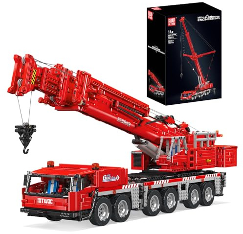 Mould King 17065 Technik GMK Heavy Duty Crane Builkding Blocks Set, Red Mobile Crane Blocks Toys with 5 Motors and Battery, Technology Remote Control Crane Model for Teens/Adult (4566+ PCS)