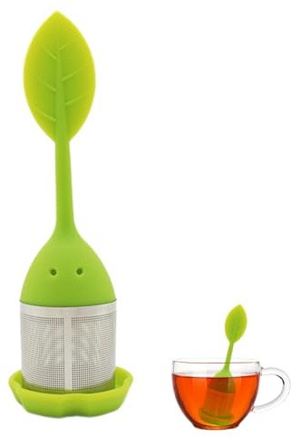 Loose Leaf Tea Infusers, Silicone Infuser Fine Mesh Strainer Silicone Lid Cup Filter for Leaf or Herbal (1Pack, Green) Filter，Diffusers