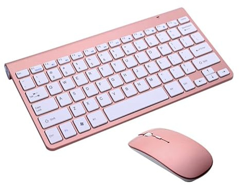 Operitacx Pack Teclado Y Ratón Inalámbrico 2.4G Ultra Delgado Mini Combo para Oficina Y Hogar Compatible con Ordenador Y Tableta