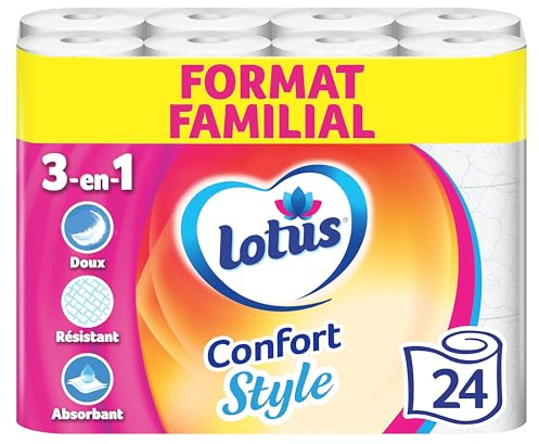 Papier toilette LOTUS Style x24 Rouleaux Format Familial
