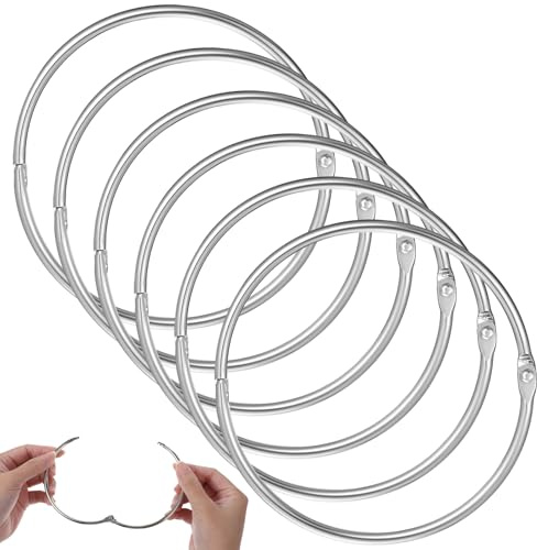 6 anelli per raccoglitori grandi, 10 cm, anelli in metallo per artigianato, portachiavi extra large, chiavi in metallo per indice, documenti, organizzatori di ricette, quaderni, casa, ufficio, argento
