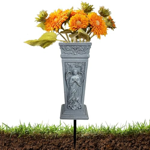 för kyrkogård – tippsäker gravvas, konstgjord blomhållare, hållbar minnesbehållare för utomhusbruk, stabiles, viktad bottendesign, väderbeständigt material | för kyrkogårdsmausoleum –