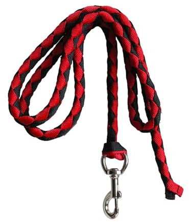 Cordone per Cavallo Guinzaglio con Moschettone in PP Antimorso E Antiusura Adatto a Pettorina O Capestro Idoneo per Addestramento di Cavalli Pecore Ca, Rosso 2.5 Metri