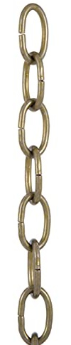 B&P Lamp® Antique Brass Finish 5 Gauge Straight Sided Oval Lamp Chain - 3 Foot Length