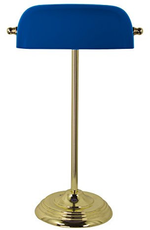 Bankerlampe Messing & Glas BLAU - perfekt für die maritime Dekoration