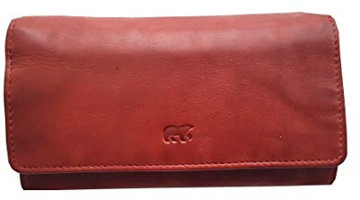 Bear Design Damen Leder Geldbörse, Leder Portemonnaie mittelgroß, Wallet Lederbörse Damen mit Kartenfächer, Münzenfach, RFID Schutz