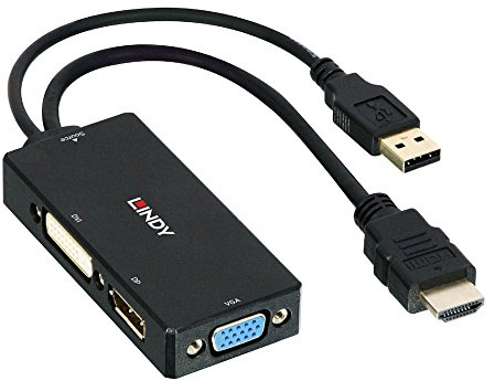 LINDY Convertidor HDMI a DisplayPort, DVI y VGA