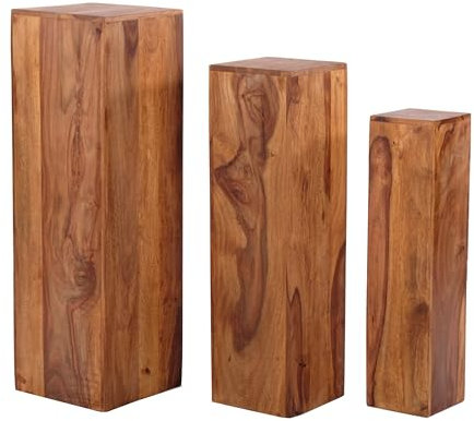 DESIGN DELIGHTS 3ER DEKO SÄULE DOLOMITEN | Sheesham, 60/70/80 cm | Dekosäulen