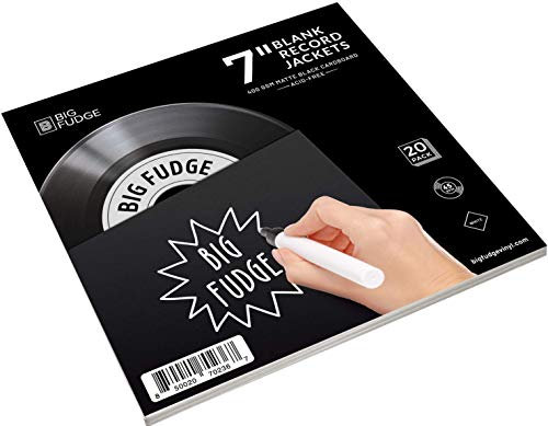 BIG FUDGE Pro Blank Schallplatten Hüllen - 7 x Schwarz - 20 Vinyl LP Schutzhüllen 400 g/m² - Kompatibel mit Aussenhüllen und Innenhüllen