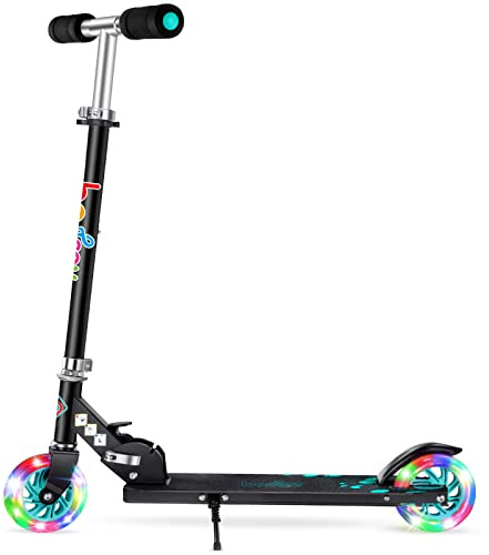 BELEEV V1 Patinete de 2 Ruedas para Niño Niña 3-12 Años, Plegable Patinete Infantil con LED Luces, 4 Altura Ajustable, Scooter Patinete Ligero con Marco Resistente
