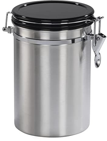 Xavax Boîte à café pour 1 kg de café (boîte de conservation hermétique avec fermeture aromatique, récipient en acier inoxydable, boîte pour conservation du café, du thé, du cacao) - Argenté