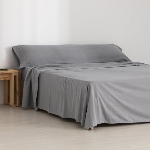 BELUM | Juego Sabanas Franela Ultimate Grey 105 100% algodón, Juego sabanas Compuesto por: Encimera: 175x270 Bajera: 105x200 cm + 30 cm Fuelle. Almohada 45x125