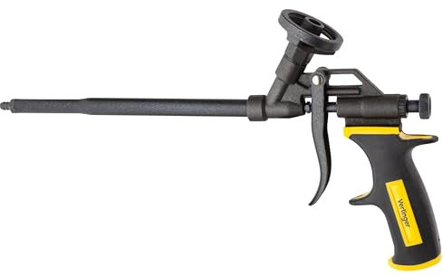 VERLINGER Pistola De Espuma De Poliuretano Resistente Aplicadora Pistola De Aplicación Para Espuma De Construcción Y Adhesivos Herramienta De Calafateo Plástico Gummi Aluminio Acero Amarillo Pro