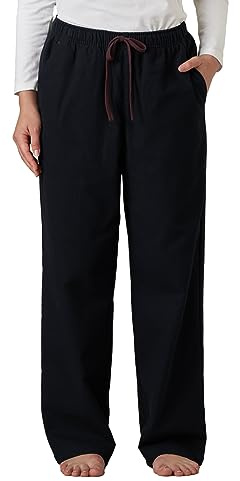 LAPASA Pantalon de Pyjama Femme 100% Flanelle de Coton Bas de Pyjama ou d'Intérieur Automne/Hiver L74 Noir (Flanelle) M