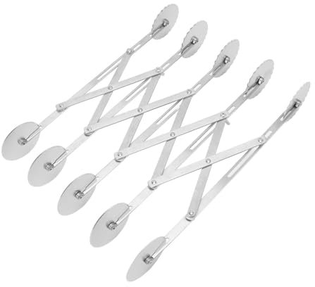 Tagliapasta a 5 Ruote, Utensile Per Pizza a Doppia Testa Tagliapasta Regolabile in Acciaio Inossidabile Tagliapasta Espandibile Rullo Tagliapasta Per Cottura Affettatrice per pizza in acciaio inox