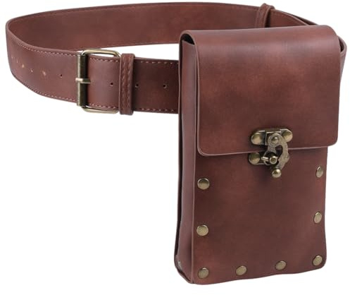 GORGECRAFT Medieval Belt Pouch Set Vintage Waist Bag Cellphone Purse Holster with Alloy Clasp Imitation Leather Fanny Pack Travel Wallet Case for Festival Cosplay Costume Accessories, Saddle Brown