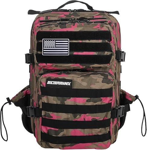 Elitex Training Elitrainx Zaino tattico idrorepellente da 25 l, per sport, cabina aereo, palestra, scomparto per computer, tessuto Oxford 1000D, mimetico Rosa