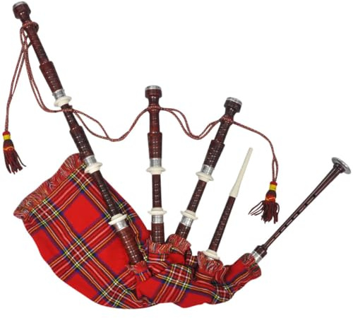 Schottischer Great Highland Dudelsack, rotes Royal Steward, Schottenkaro, Anzugmöbel