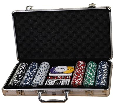 Poker – chips set – 300 brädspel-chips, mångsidiga casin0- för fester | Casin0-chipset, färgglatt pokerset med numrerade chips, komplett pokerspelsset för Blackjack-turnering
