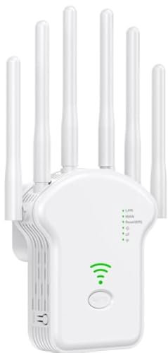 Anluomania WLAN Verstärker Repeater 300Mbit/s, WLAN Repeater Dualband 2,4GHz, WiFi Verstärker Mit LAN/WAN Port, WiFi Repeater mit WPS, 6 Antenne, WiFi Booster mit Repeater/Router/AP Modus