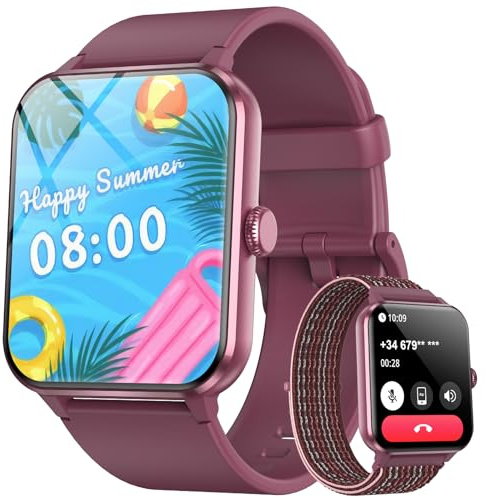 Baolubao Smartwatch Donna, 1.85 Smartwatch con Effettua/Risposta Chiamate, 100+ Sportive Smart Watch con 2cinturini/Cardiofrequenzimetro/Sonno, IP68 Impermeabile Fitness Tracker per iOS Android