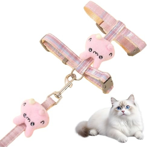 JYNXOR Harnais pour Chat avec Laisse Anti-éclatement, Laisse pour Chat avec Harnai s réglable, Harnais Chaton, Corde de Traction, Convient pour Les Petits Chiens, Les Lapins et Les Chats(M)