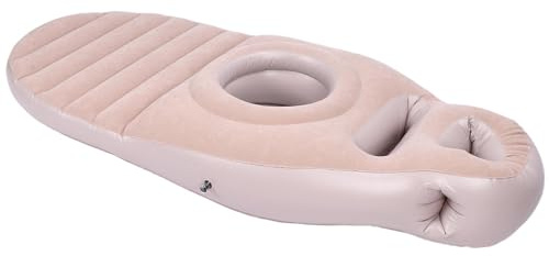 Luqeeg Uppblåsbar Gravidkudde, Helkroppskudde med Maghål Bekväm Graviditetsluftmadrass Bärbar PVC Uppblåsbar Poolflottör för Sömnstöd, Poolflottör, Massage, Yoga (Grå)