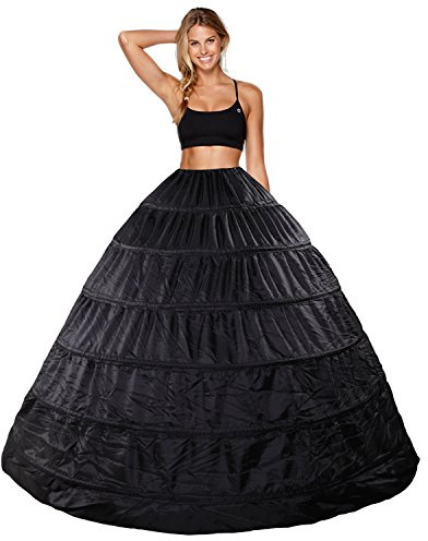 Babydress® Jupons Crinoline 6 Cerceau Mariage Jupon mariée Jupon Hoopless Robe de mariée Jupons Femme Jupes Sculptantes Wedding Petticoat Robe de Bal Jupon Jupes Femme Jupon (6 Hoop, Noir)