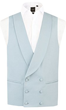 Dobell Mens Duck Egg Blue Morning Suit Wedding Waistcoat Regular Fit Shawl Lapel Double Breasted-XL (46-48in)
