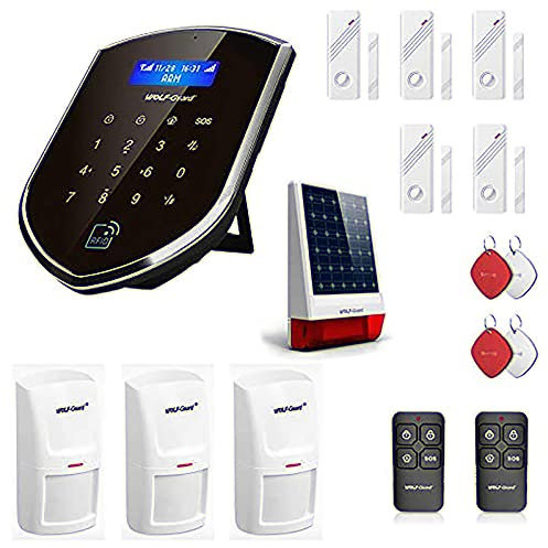 Wolf Guard WT4R-N Smart Home Alarm System,4G WiFi Auto Dial Access Panel come with Door Window Alarm,PIR Motion Alarm Sensor,Remote Fob,Outdoor Solar Siren