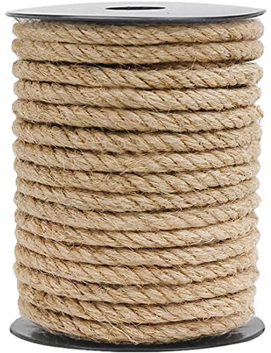 HOMYHOME Cuerda de Yute Natural de 10 mm, Cuerda de cáñamo para Manualidades de Embalaje, Manualidades, decoración, jardinería, hogar, 10 m