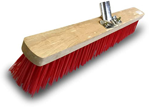 Lot de 6 balais d'atelier Type cantonnier | Piste Extérieur | Longueur 60 cm | Garnissage Brosse PVC Rouge | Semelle Bois | Douille métal boulonnée Ø 28 mm | sans Manche | Kibros 2360Bx6