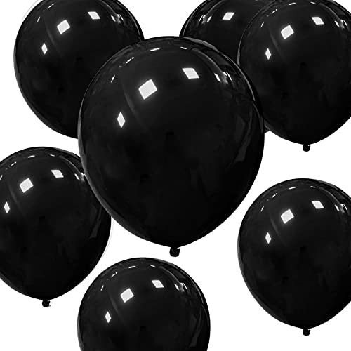 HYKJNBW Black Party Balloons 50 Pack 12inch Strong Thicken Black Latex Balloons Round Helium Balloon for halloween Birthday Kids Party Weddings Decorations Supplies