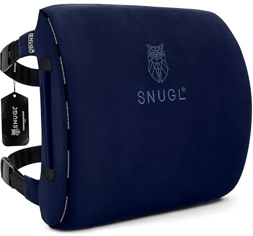 SNUGL Lumbar Support Cushion | Seat Cushions | Back Support for Office Chair | Posture Corrector Men & Women | Car Seat Cushion | Memory Foam Pillows | Orthopedic Pillow | Office Accessories | NAVY