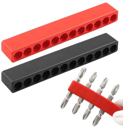 EIHI Bithalter, 2 teiliger Sechskant Bithalter Magnetisch - Bit Aufbewahrung Set Organizer - Magnetischer Werkzeug-Organizer in Rot und Schwarz