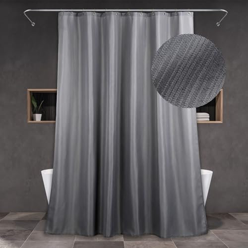 Duschvorhang Graue Textil Badezimmer Vorhang: Leinen Stoff Anti Schimmel Waschbar Wasserabweisend Polyester Duschvorhang Badewanne - Elegante Dekorative Shower Curtain - 183x183 cm