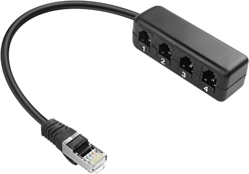 XMSJSIY Ethernet RJ45 zu RJ11 Konverter RJ45 8P8C Stecker 1 zu 4 Telefon Jack RJ11 6P2C weibliche Adapter Splitter für Netzwerk zu Telefon Service - 1PCS
