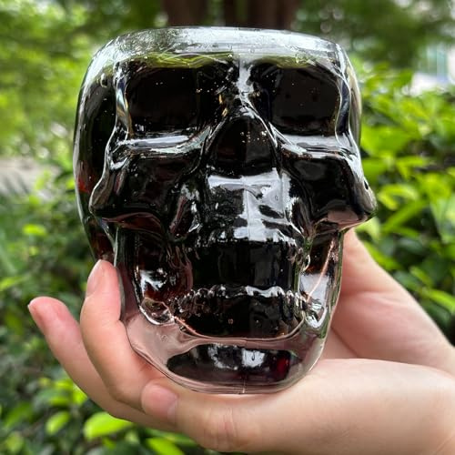 TVIAOH 700ML 24oz 4pcs Skull Wine Glass Cup Funny Large Glasses, Drinking Glass Vodka Spirits Cup Glass Halloween Decorations Gifts Halloween Themed Party Holiday Gifts New Skull Cup 4set