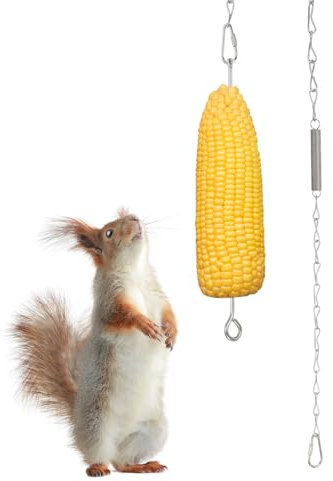 PATIKIL Hanging Squirrel Feeder 37inch, Outside Corn Cob Holder for Outdoors Backyard Squirrel Funny