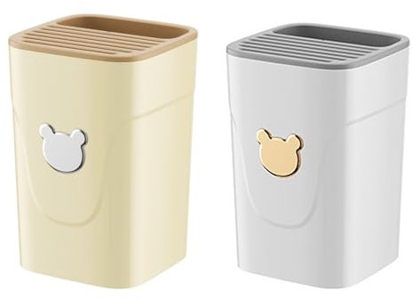 Lot de 2 blocs à couteaux 3 en 1 sans couteaux avec fentes - Bloc à couteaux universel non équipé - Rangement des ustensiles de cuisine - Organiseur de bloc à couteaux - Porte-couverts pour tous les